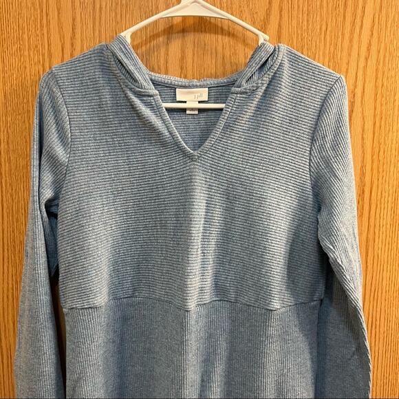 J. Jill Ribbed Keyhole Neck Hooded Top Size Small Petite - Picture 4 of 7